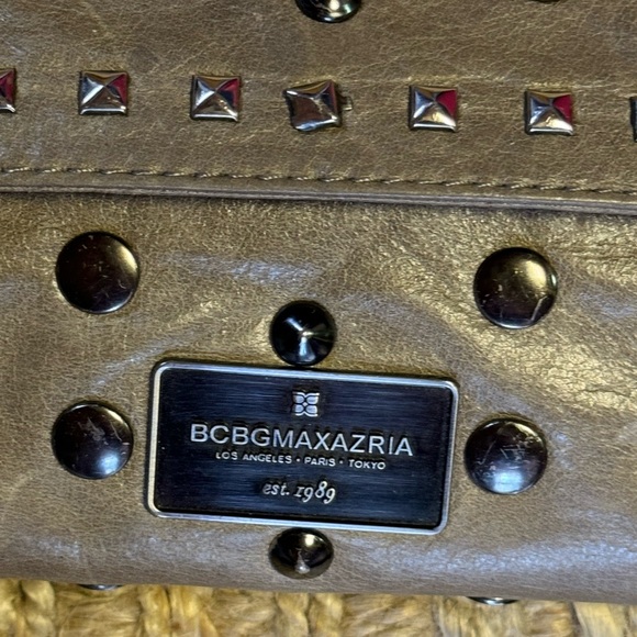 BCBGMAXAZRIA, Wristlet or Clutch, Leather Studded Purse, Taupe, - Picture 12 of 16